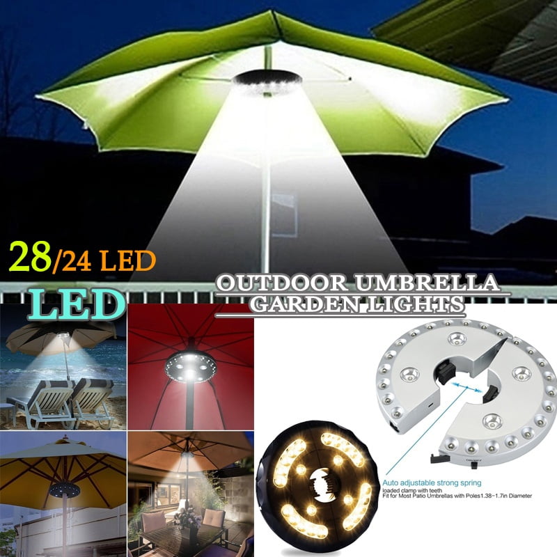 Outdoor Camp Patio Umbrella Light with 3 Brightness Modes Cordless 24LED Lights 