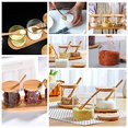 6 Pcs Condiment Jar, Glass Seasoning Container with Bamboo Lid and