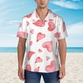 thumbnail image 4 of Daiia Pink Hearts Hawaiian Shirt for Men Gentle Cotton Regular Short Sleeve Casual-X-Large, 4 of 9