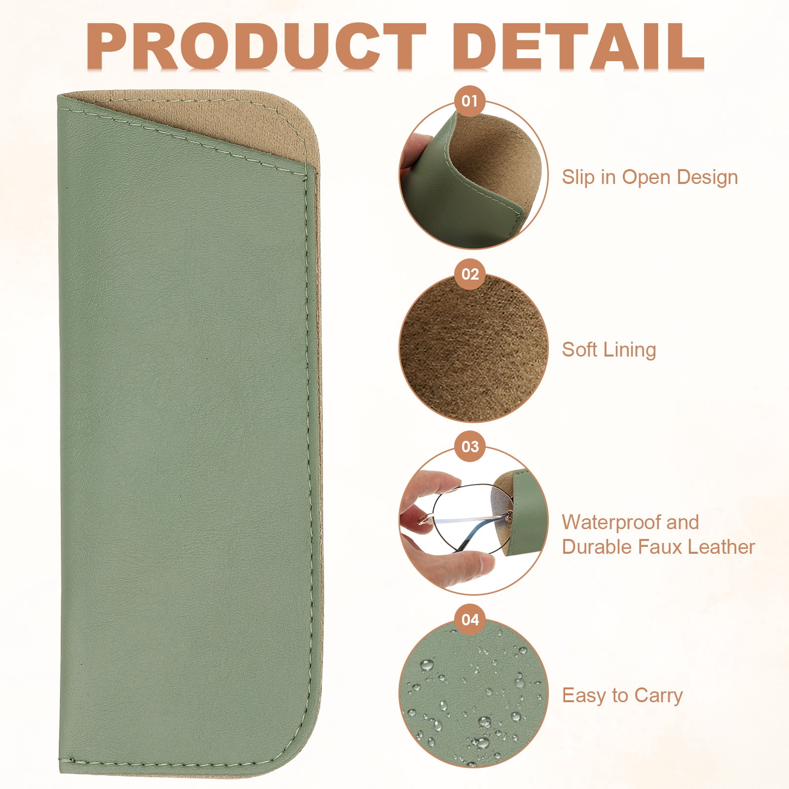 Unique Bargains Soft Eyeglass Cases Leather Sunglass Pouch for Women Men Green