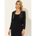 thumbnail image 2 of Chaqueta de lentejuelas para mujer Allegra K cárdigan manga larga abierta Negro L, 2 of 5