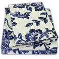thumbnail image 3 of Sweet Home Collection Tuscany Navy Floral Pattern Microfiber 4-Piece Bed Sheet Set - King, 3 of 5