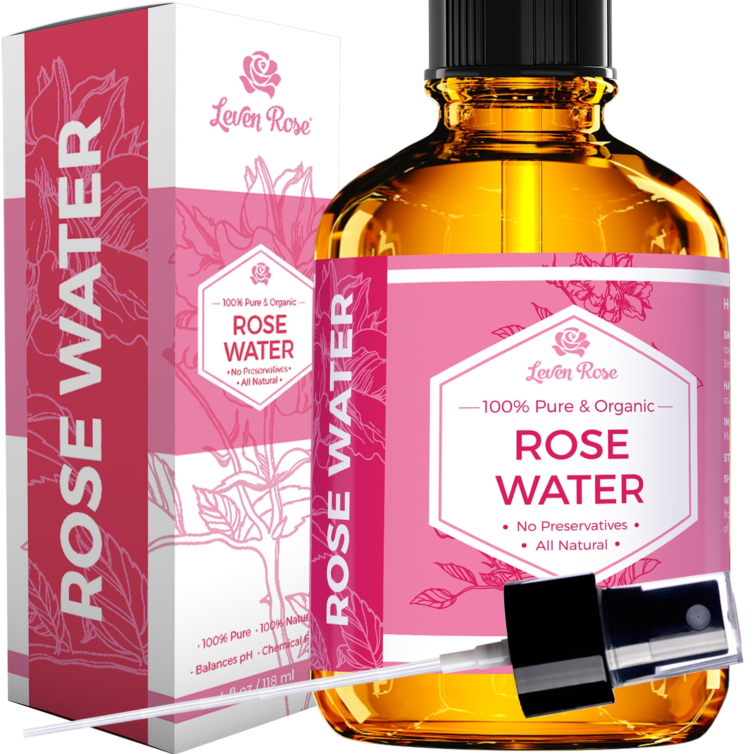 Leven Rose Organic Rose Water, 4 Fl Oz - Walmart.com - Walmart.com