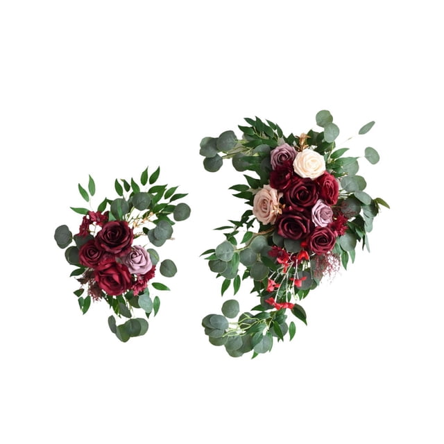 Arco de Flores Macarena 2 Piezas para Boda Flores Artificiales Hechas a Mano Rojo