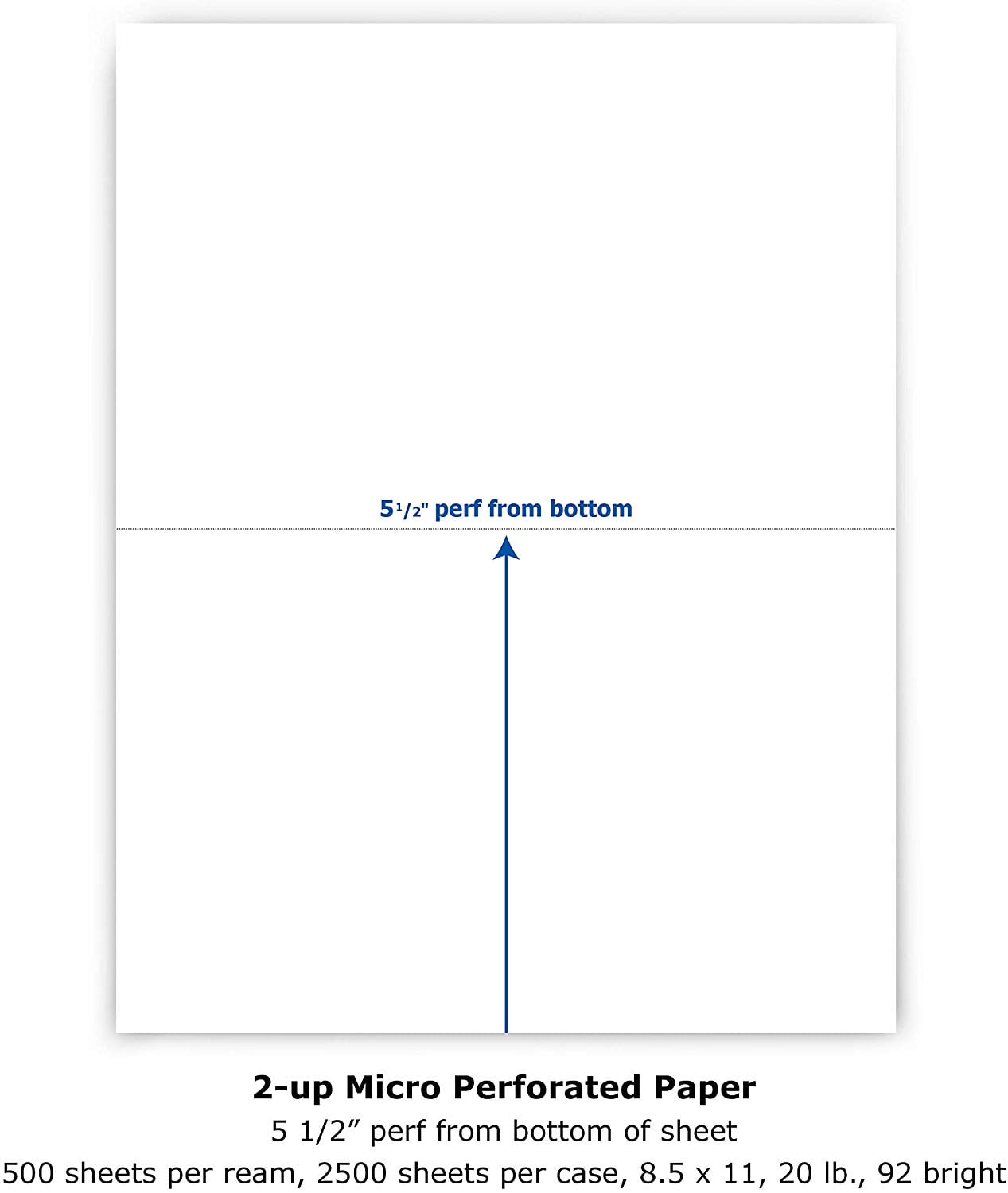 Custom Cut-Sheet Copy Paper | 92 Bright | Micro-Perforated 5.5 from Top | 20lb | 8.5 x 11 | White | 500 Sheets/Ream | 5 Reams/CT