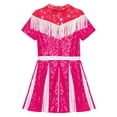 thumbnail image 7 of iiniim Halloween Western Party Dress Up Cowgirl Kids Girls Tassels Fringe Shiny Sequins Pleated Dresses Hot Pink 6, 7 of 7