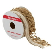 Simplicity Trim, Natural 1 1/2 inch Gimp Jute Fringe Trim Great for Apparel, Home Decorating, and Crafts, 3 Yards, 1 Each