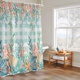 thumbnail image 6 of Summer Beach Shower Curtains for Bathroom, Ocean Colorful Coral Shell Seaweed Starfish Green Plaid Washable Fabric Shower Curtain with Hooks Waterproof Bathroom Decor Sets, 36 x 78 Inches, 6 of 9