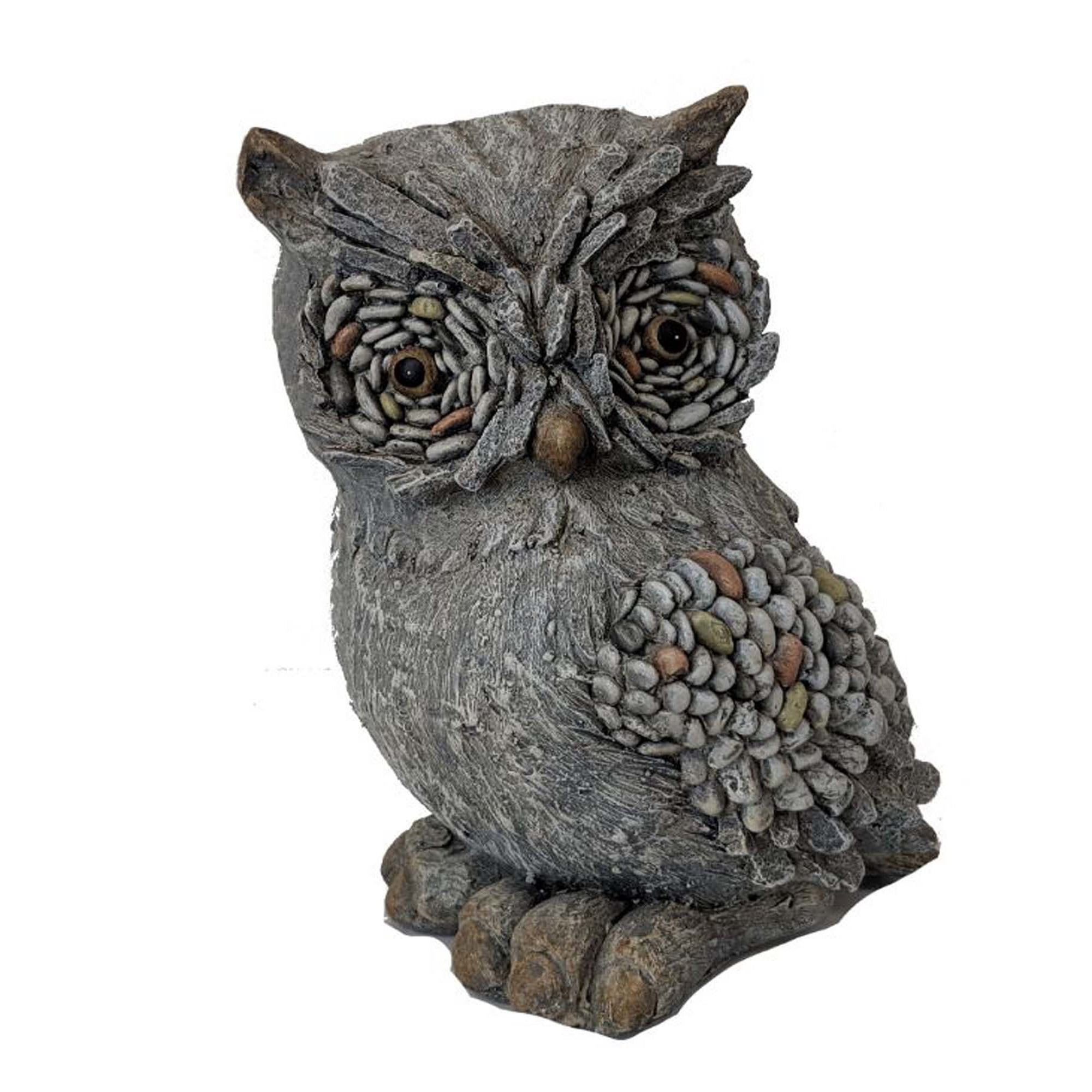 12" x 9.5" Ceramic Stone Gray Owl Statue