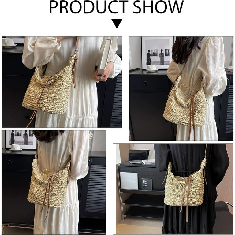 Hileyu Borsa Di Paglia Donna Tracolla Estiva - Piccola, Con Nappe E Cerniera - Stile Bohemien