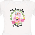 thumbnail image 4 of Inktastic Baby Flamingo My Grandma Loves Me with Flower Wreath Boys or Girls Long Sleeve Baby Bodysuit, 4 of 5