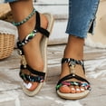 thumbnail image 2 of Bohemian Beach Dress Sandals for Women 2025 Summer Boho Braided Open Toe Flats Slingback Dressy Sandals, 2 of 5