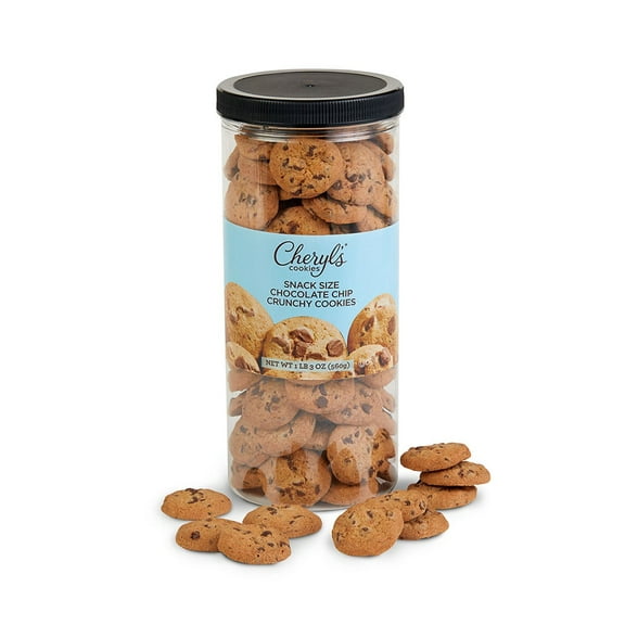Cheryl's Cookies® Snack Size Mini Chocolate Chip Cookies, 85 Gourmet Chocolate Chip Cookie, Back to School, Birthdays, Kid Snacks, Parties, Offices, All Occasions, Resealable Canister, Lunchbox Snacks