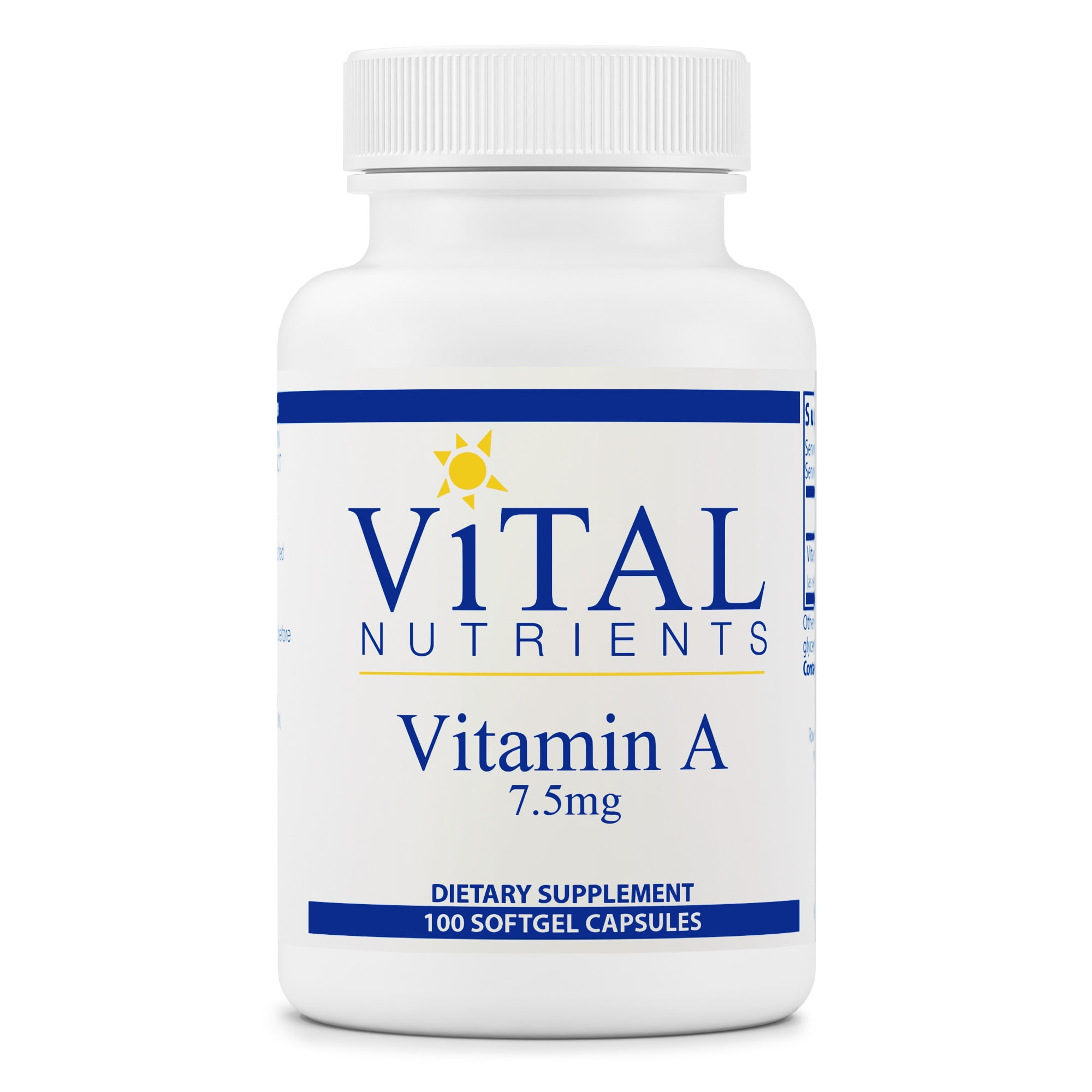 Vital Nutrients - Vitamin A (from Fish Liver Oil) - Supports Immune Function and Vision - 100 Softgel Capsules per Bottle - 25,000 IU