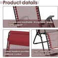 thumbnail image 3 of Oversized Zero Gravity Lounge Chair for Outdoor Use – Reclining Patio Lounger with Pillow, Foldable Lawn Chair for Sunbathing, Balcony, BBL Recovery, Camping, 300 lbs Capacity, Burgundy, 26" Wide, 3 of 7