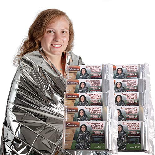 Emergency Thermal Blankets (10 Pack) - Grizzly Gear - Folds to 52" X 84"