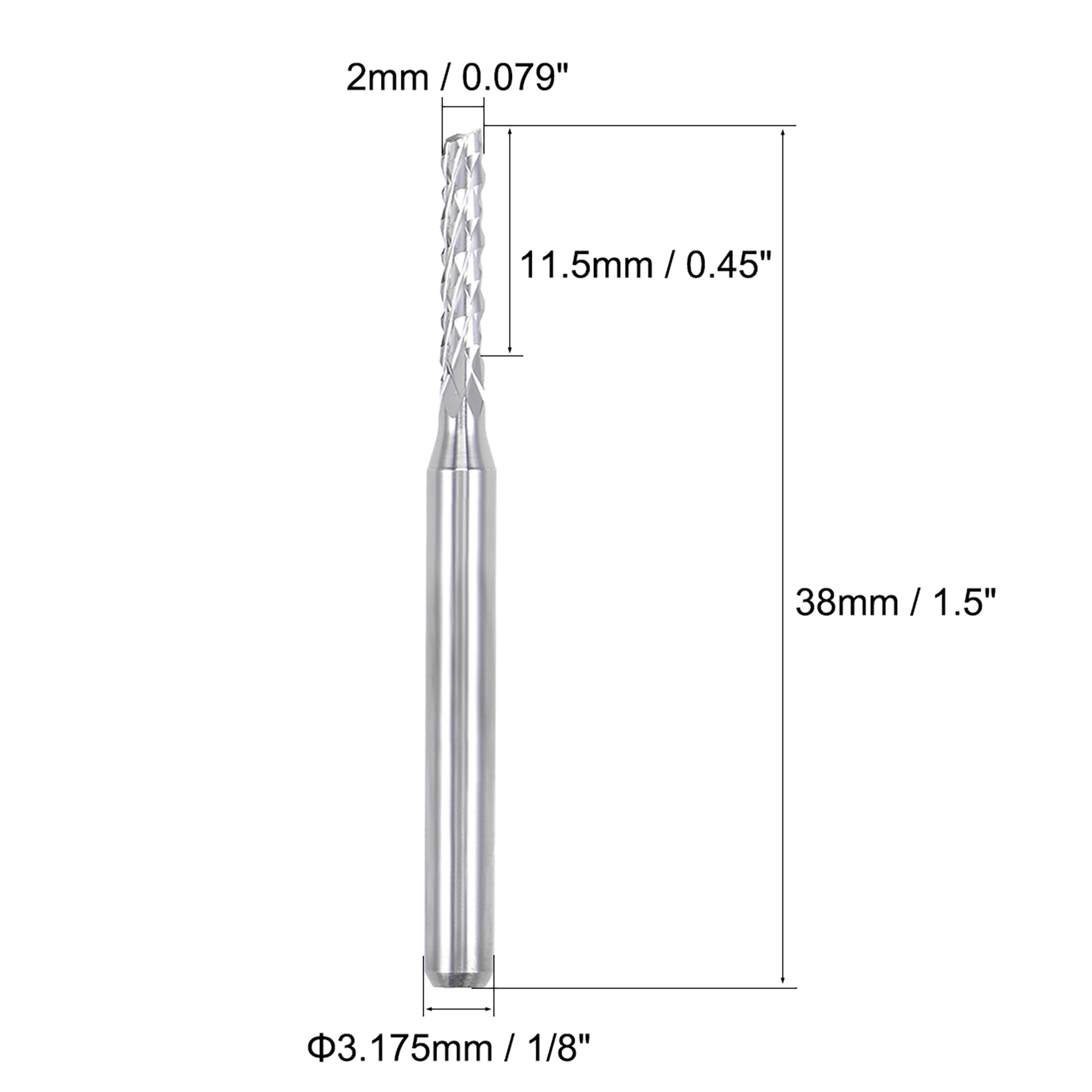 Uxcell 0.08'' x 0.45'' End Mill Engraving Milling Cutter CNC Router Bits Carbide  Silver Tone 10Pcs