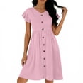 thumbnail image 5 of Eawtki Women's V Neck Ruffle Sleeve Button Front Midi Dress Pockets A Line Casual Dress For Work Party Daily Wear, 5 of 6