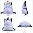 thumbnail image 5 of Mygreen Rainbow Galaxy Drawstring Backpack String Bag Lightweight Gym Bag Sackpack Sports Backpack for Women Girls Gym Shopping Sport Yoga Blue Purple, 5 of 9