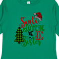 thumbnail image 4 of Inktastic Santa is Promoting Me to Big Sister Green Plaid Tree Girls Long Sleeve Toddler T-Shirt, 4 of 5