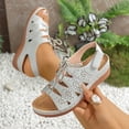 thumbnail image 2 of Hurxie Wedge Sandals for Women Dressy: Comfortable Walking Summer Low Platform Ankle Strap Open Toe Casual Dressy Women Flat Sandal Gray 36, 2 of 6
