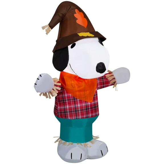 Gemmy Airblown Inflatable Harvest Snoopy in Plaid Shirt Peanuts, 3.5 ft Tall, Multicolored