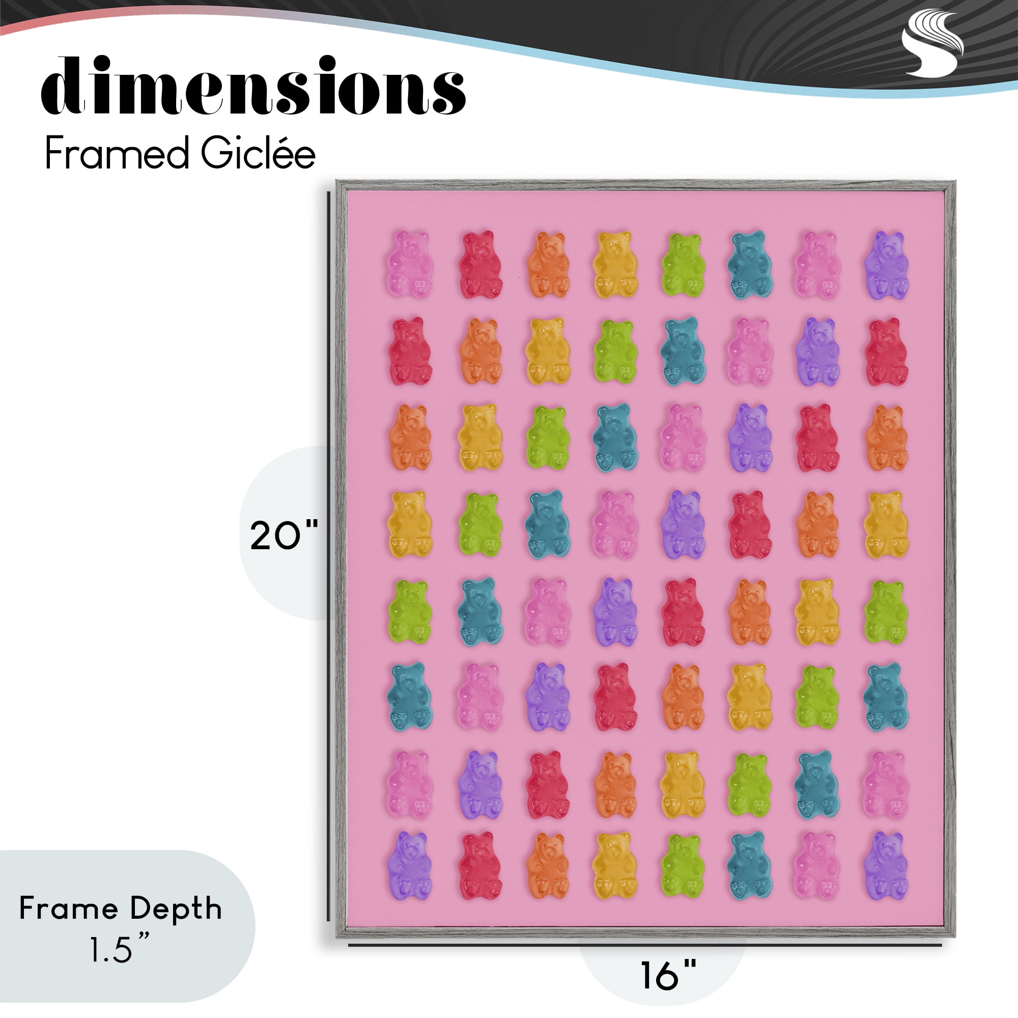 Stupell Industries Rainbow Gummy Bear Candies Gray Framed Giclee Art, design by LISH Creative