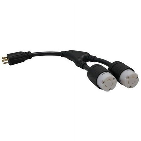 UPC: 0037332148025 | L6-20P to 2x L6-20R Y Splitter Heavy Duty – 20A 250V 10 AWG 1 ft. Black