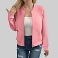 thumbnail image 2 of GEWSEY Womens Bomber Jacket Coat Casual Stand Collar Zip Up Lightweight Fall Fashion Jackets Outfits with Pockets (Pink, M), 2 of 5