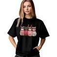 thumbnail image 1 of Camiseta de mujer, camisetas de manga corta, tops casuales, lindos gatos, camiseta de cuello redondo para el Día de San Valentín para mujer, 1 of 8