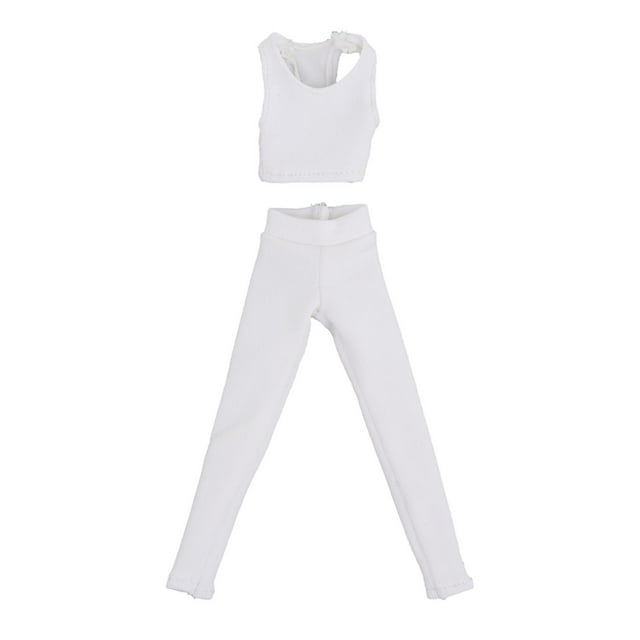 Chaleco y pantalones a escala 1/12, ropa de muñeca hecha a mano, disfraz para modelo de muñeca de 6 pulgadas. Blanco