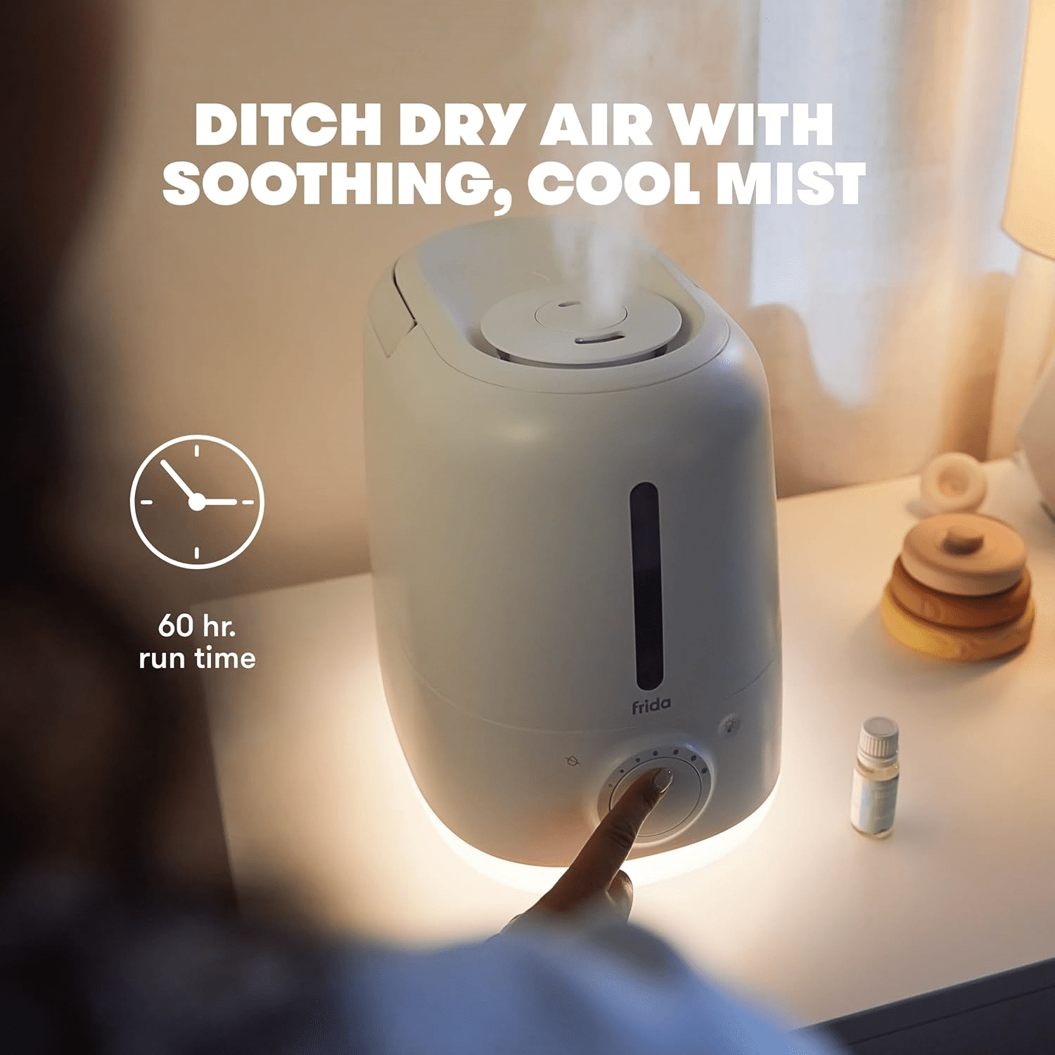 3-in-1 XL Top Fill Humidifier for Bedroom, Cold & Flu Relief, 6L Tank Cool Mist Humidifier + Diffuser for Large Rooms, Mold Resistant, Nightlight, Auto-Off, Quiet, Essential Oil Diffuser