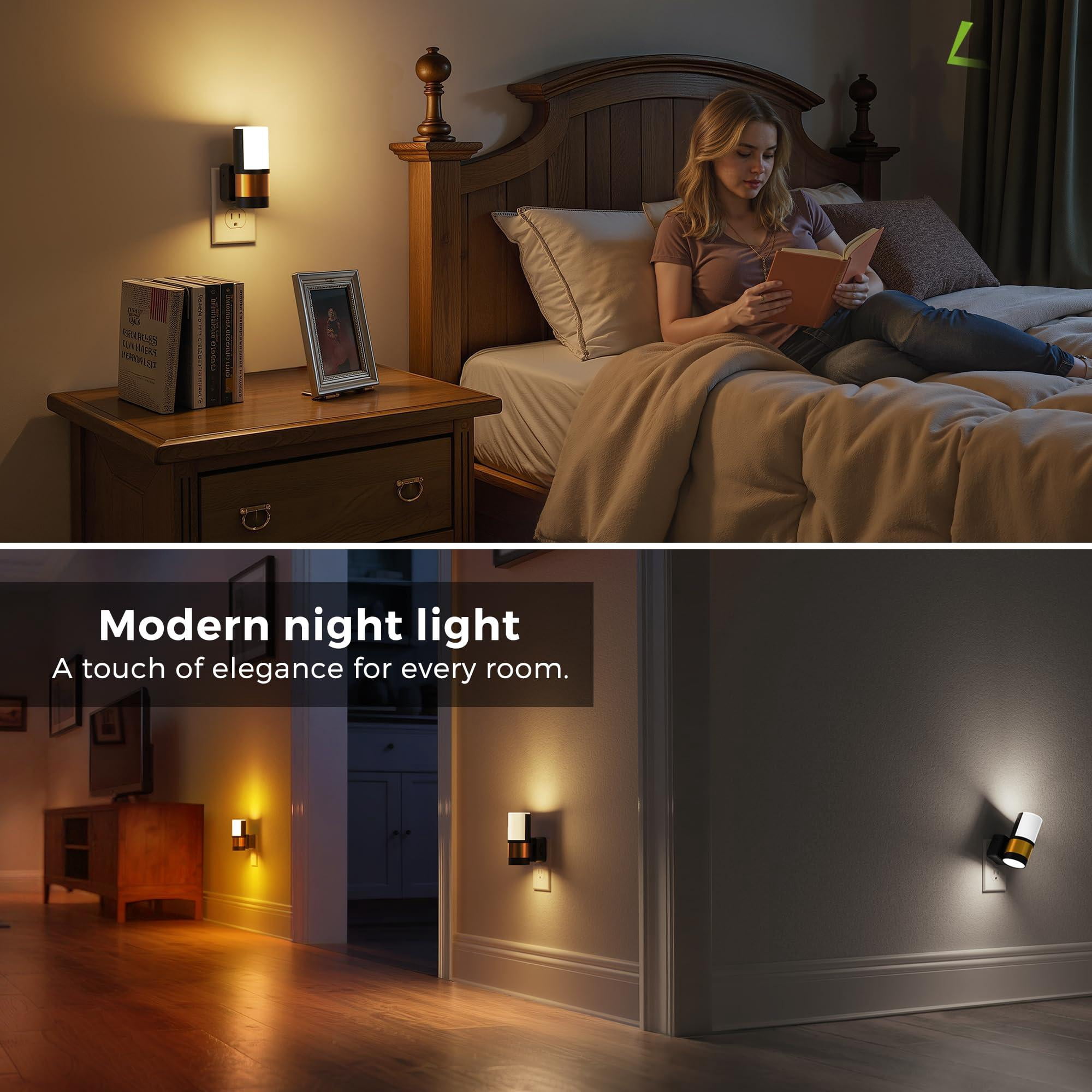 Night Lights Plug Into Wall  In Light Soft White/cool White/amber Dimmable Backlit Nightlight With Sensor 180° Rotatable Nightlights For Hallway 1pack