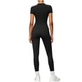 thumbnail image 7 of Womens 2 Piece Workout Set Athletic T-Shirt High Waist Leggings Activewear for Gym, Running Yoga Black XL(XL), 7 of 7