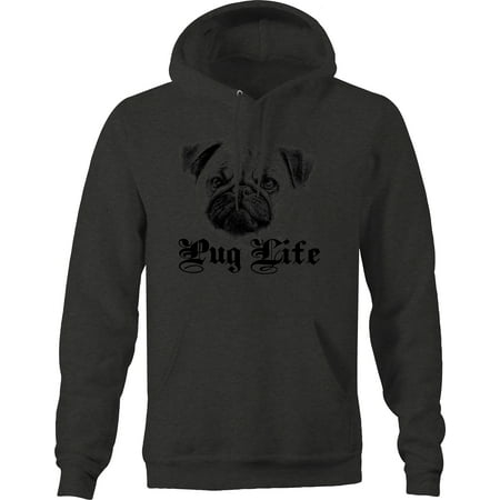 Pug Life Pug Lover Dog Pet Gangster Pullover Hoodie Medium Dark Grey