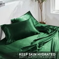 thumbnail image 3 of MR&HM Satin Bed Sheets, 3 Pcs Silky Bedding Set, Twin XL, Dark Green, 3 of 7