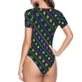 thumbnail image 4 of Easygdp Mardi Gras Strings of Beads Women's One-Piece Swimsuit Slim Fit Crew Neck Bodysuit Athletic Swimwear with Concealed Buckle - Large, 4 of 9