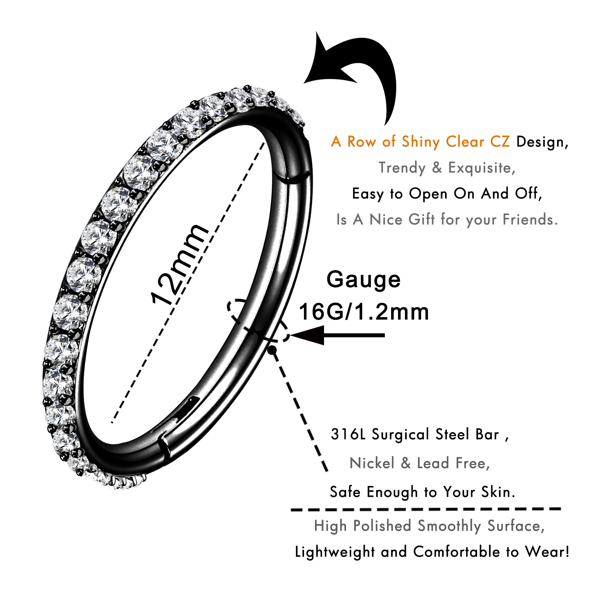  Ubjuliwa 27Pcs 16G Cartilage Earrings Stud Hoop for Women  Stainless Steel Forward Helix Piercing Tragus Earrings Conch Piercing  Jewelry Black : Clothing, Shoes & Jewelry