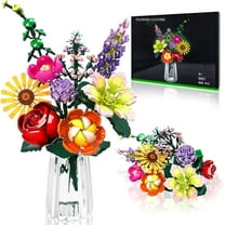 Flowers Bouquet Building Toy Set, 9 Kinds of Flowers Botanical Collection Compatible with Lego, Mother's Day, Birthdays, Gifts, Ideal for 6  Women Girls Adults, No Vase