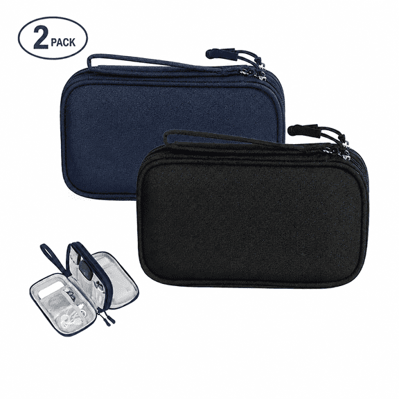 RYLZX  2pack Electronic Organizer, Travel Cable Organizer All-in-One Storage Bag Pouch Electronic Accessories Carry Case Portable Waterproof Double Layers for Cable, Cord, Charger, Phone, Earphone