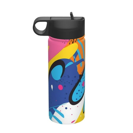 

Goofa Abstract Color Splash for Insulated Kettle 18oz Water Bottle Insulated Tumbler with Handle & Flip Straw - Fits in Cup Holder Leak Resistant Tumbler
