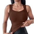 thumbnail image 4 of Garbnen Tank Tops for Women Square Neck Sleeveless Womens Athletic Tank Tops Summer Trendy Fitted Basic Women Undershirt Brown XL, 4 of 4