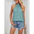 thumbnail image 4 of PULLIMORE Women's Sleeveless Tie Halter Tops Summer High Neck Tank Top Loose Casual Shirts Blouse （Green,S）, 4 of 6