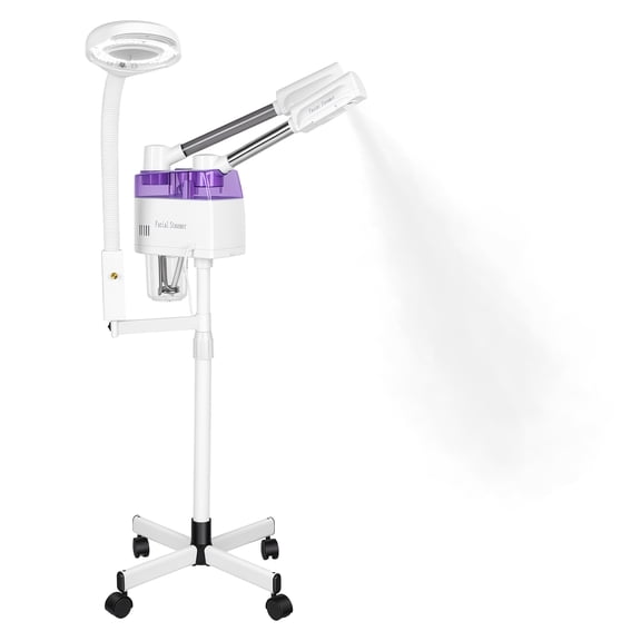 Duoem Professional 3 in 1 Facial Steamer with LED Light 360° Rotating Hydrating Facial Steamer for Home Spa Deep Cleansing Skin Care Equipment