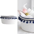 thumbnail image 3 of Cesta de almacenamiento nórdica decoración de mesa de papelería de cordón de Pelota de felpa azul oscuro Zulema Cesta de almacenamiento, 3 of 8