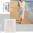thumbnail image 6 of iHPH7 Linen Bermuda Shorts for Women Knee Length Summer Casual Elastic Waisted Side Split Shorts with Pockets Vacation Lounge Pants (S-5XL), 6 of 9
