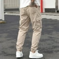 thumbnail image 4 of Dwralegc Khaki Cargo Pants Men Athletic Stretchy Work Jeans Relaxed Fit Drawstring Elastic Waist Trousers with Pockets Big and Tall Solid Color Pants Khaki XL, 4 of 6