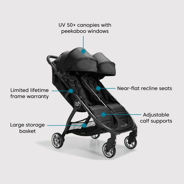 Baby Jogger® Tour ™ 2 Double Stroller, Jet - Walmart.com