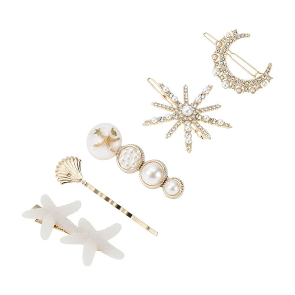 Unique Bargains 5 Pcs Fashion Multiple Shapes Hair Clips for Home Beige