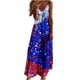 thumbnail image 1 of Vestido largo de playa ajustado con estampado de rayas sin mangas con cuello en V y cintura media a la moda para mujer del Día de la Independencia Pompotops  ghjkhdj8451, 1 of 5
